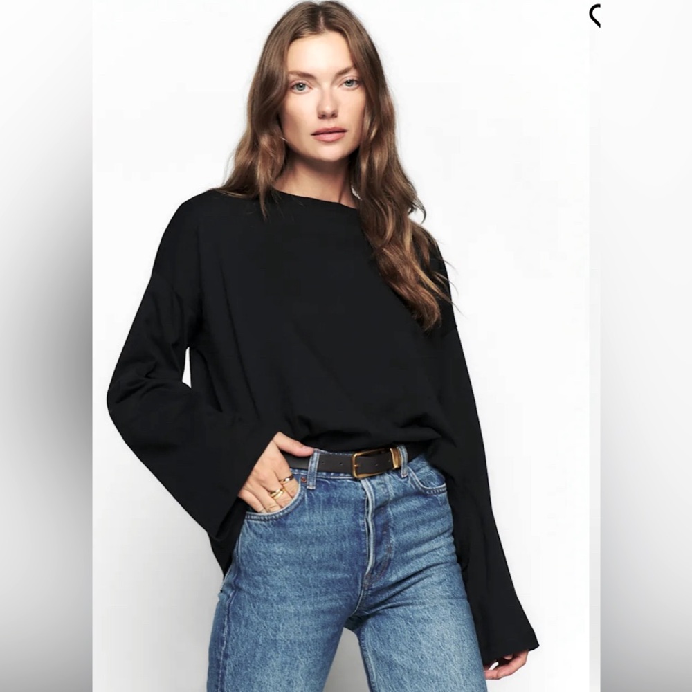 Reformation Black Long Sleeve Shirt